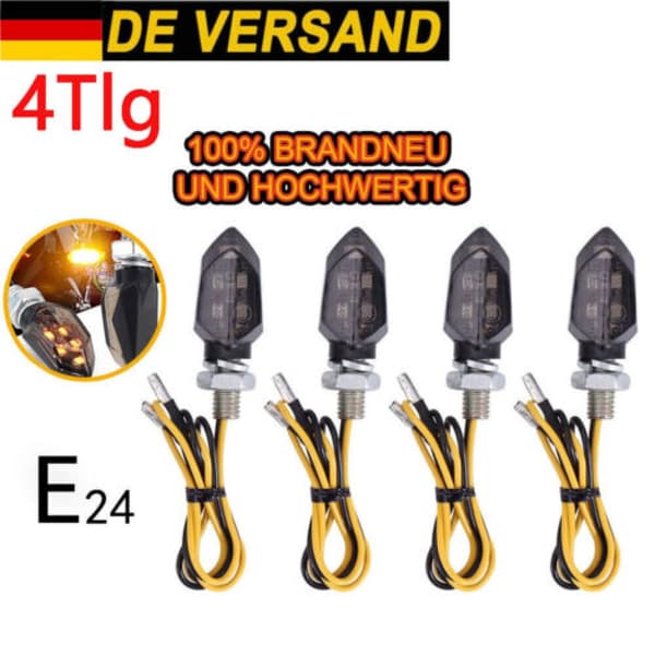 4 LED mini blinklys, motorcykel blinklys, universelle blinklys, scooter blinklys, 12V 6W, M8 DE