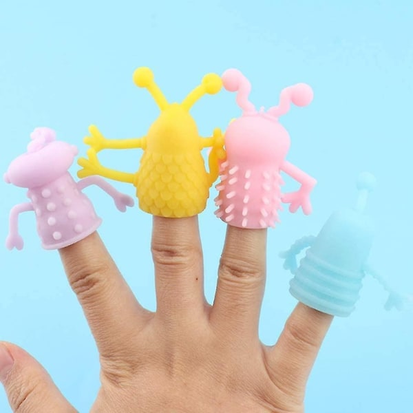 Monster Finger Dukker Gummi Finger Cool Glow In The Dark For Børn Fest favoriserer Sjovt legetøj Dukketeater Tilfældig farve 4 stk- Perfet