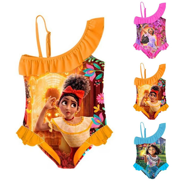 Kid Girl Encanto Ruffle One Piece Baddräkt Summer Beach orange 150cm