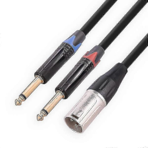 1 Xlr 3-benet hanstik til 2x 6,35 mm Ts han mono stik mikrofon lydkabel - Perfekt 2m
