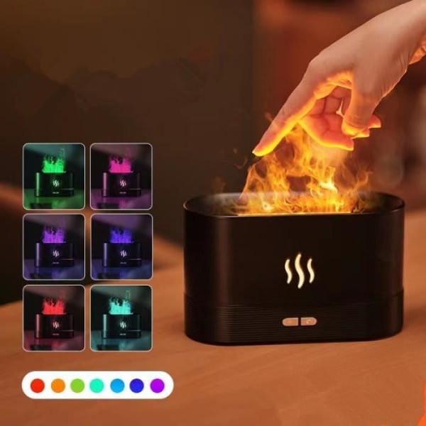 Fargerik Flame Air Aroma Diffuser luftfukter for hjemmekontor med automatisk avstengningsbeskyttelse 180ml - Perfet