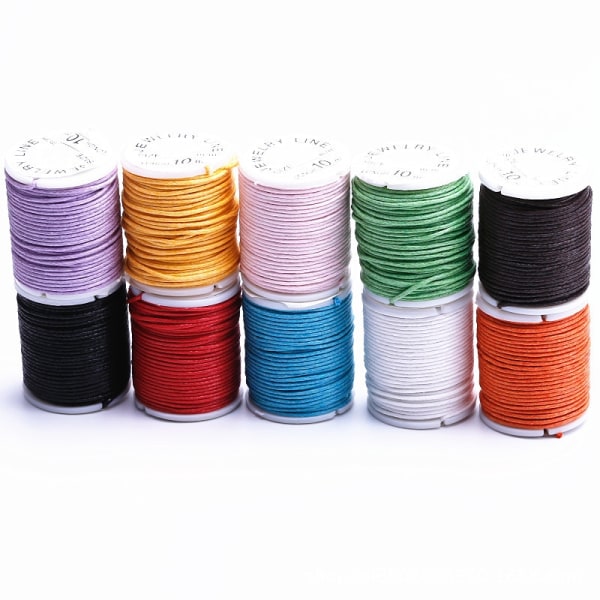 Colored 10 rullar vaxad bomullstråd för smyckestillverkning - Perfet