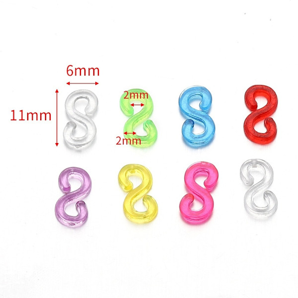 1000 st Plast S-Clip Gummibandsspännen Multicolor - Perfekt Multicolor