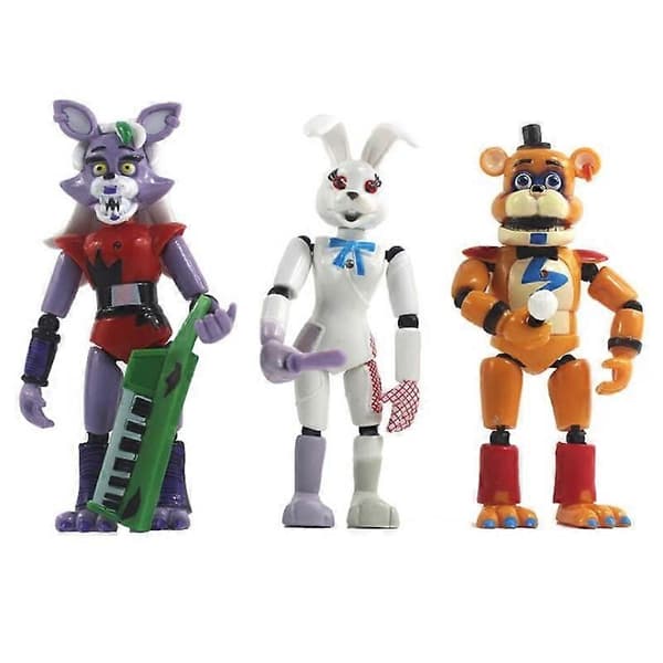 5 stk./sett FNAF Security Breach-serien Bonnie Bear Actionfigur Lysende Avtakbar Ledd Freddy Pvc Modell-Perfekt E