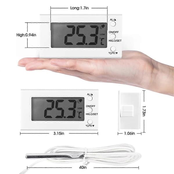 Digitalt ovntermometer med probe -58F til 572F, høj/lav temperaturalarm, LCD-display, Celsius-Perfet