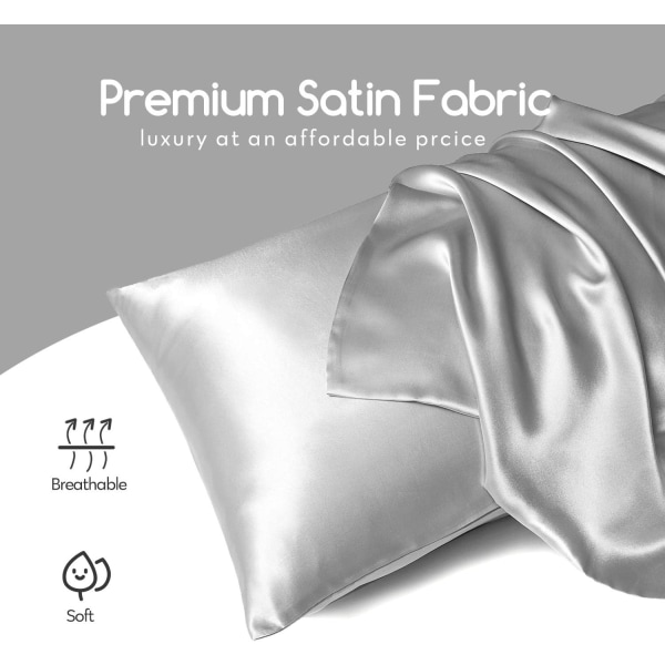 Silk Satin Örngott 2-pack (utan fyllmedel) - Perfet Silver Grey 50X75cm
