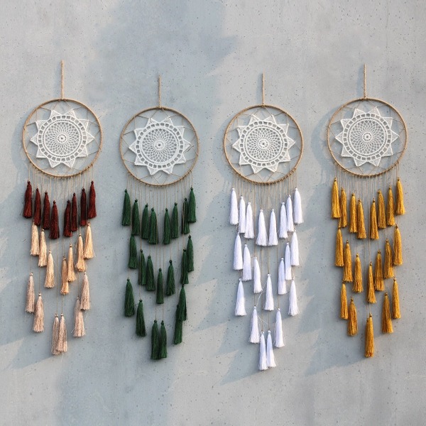Drömfångare Hamparep Lång tofs Bohemian Hanging Craft - Perfet White
