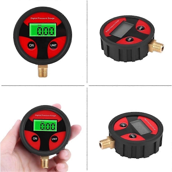 Digital däcktrycksmätare, LCD Digital däcktrycksmätare för bil, lastbil, motorcykel Gänga: 1/8 NPT-Perfekt