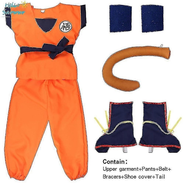 Børne- og voksenkostumer Son Goku Kostume Anime Jumpsuit H Kostume Up #YoGu-Perfet 9pcs*Gui black 140 height130*140cm *Goku