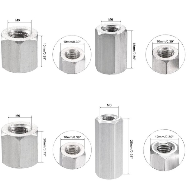 10 stk sekskantmuttere Sekskantmuttere M6X10MM- Perfet M6x10mm