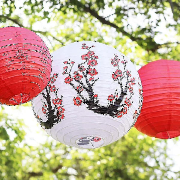 12 stk Papirlykter Multifargede Dekorative Runde Papirlykter for Festivalfest Jubileum med 4 Størrelser - Perfekt Red