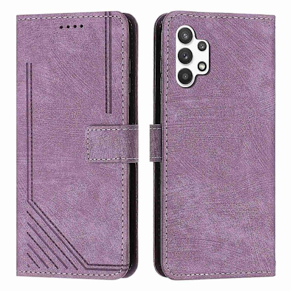 Fodral Kompatibelt med Samsung Galaxy A32 5G Magnetiskt Stänk- och Reptåligt Läder Flipfodral Kompatibelt med Samsung Galaxy A32 5G Fodral - Perfekt Purple