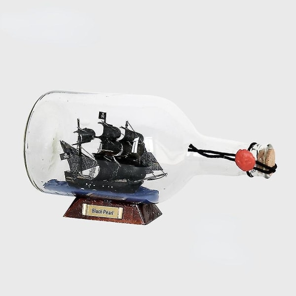 Liten svart perle (12 cm) Black Pearl Pirates Of The Caribbean flaskeskip Glassdriftflaske Ønskeflaske Kreativ håndverksgave - Perfet