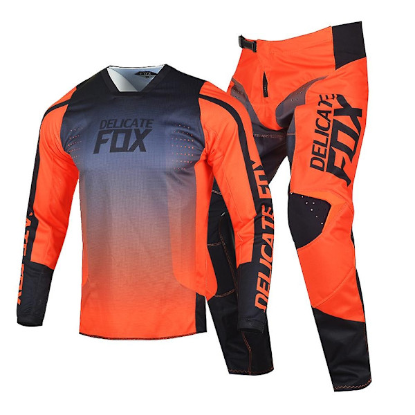 Delicate Fox 180 360 Jersey Bukser Utstyrsett MX Combo Motocross Bmx Dirt Bike Antrekk ATV UTV Sykkel Dress Enduro Sett for Menn - Perfekt Orange Pant 32 Jersey M