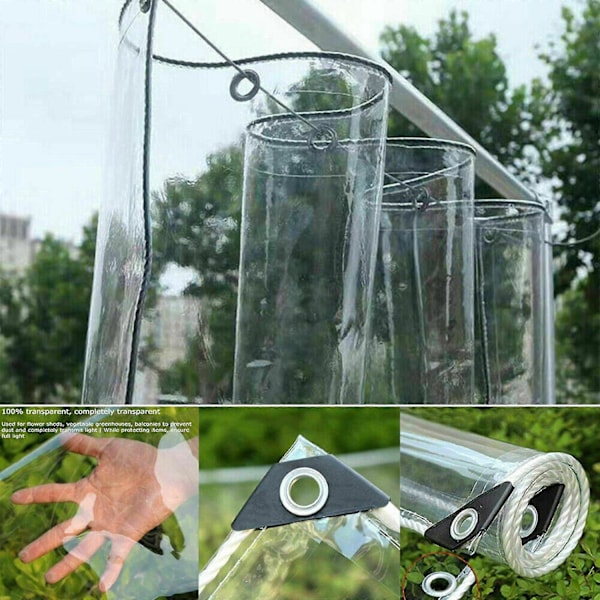Vandtæt Transparent PVC Presenning Plantebeskyttelse Regn Gardin Dækket Presenning, 2m X 3m-Perfet