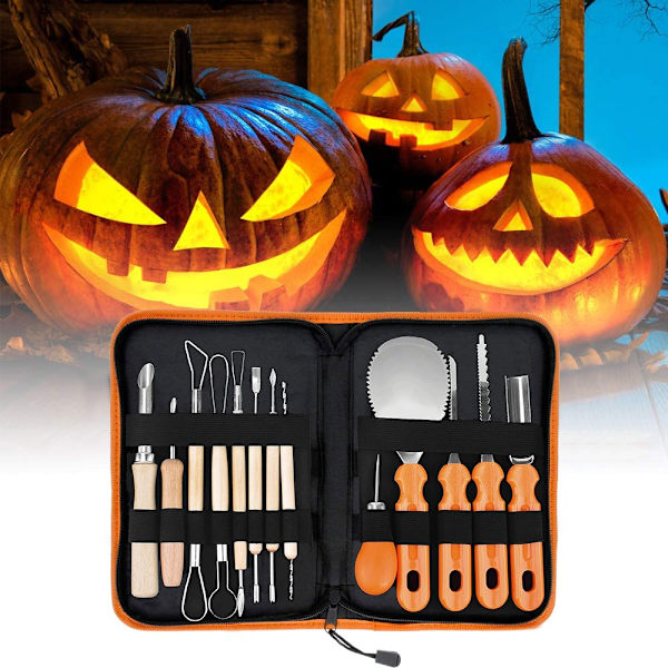 Halloween- set ruostumattomasta teräksestä valmistettua kurpitsaveistoa - Perfet