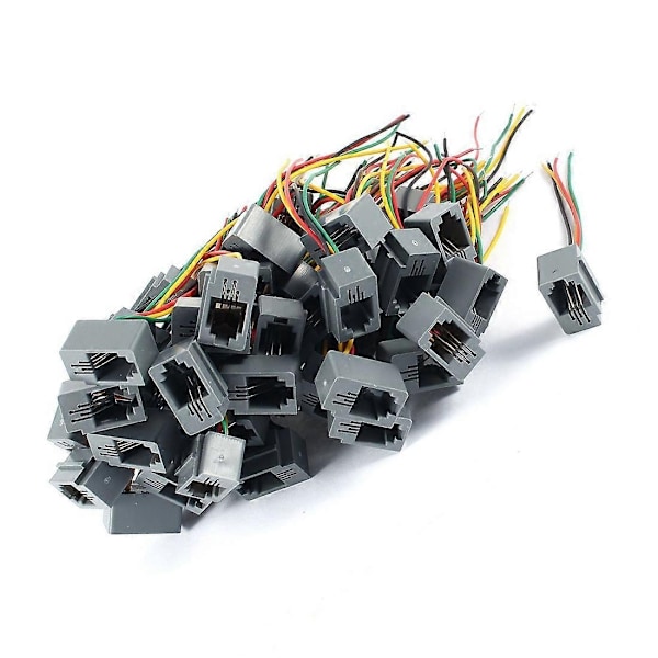 50 stk. 616E 4P4C RJ9 Hunn Telefonkontakt Adapter m/ 4 Ledninger 8cm-Perfekt