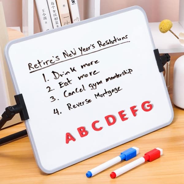 Magnetisk Lille Whiteboard, Mini A4 Whiteboard 30x21cm Dobbeltsidet Whiteboard - Perfekt Gray