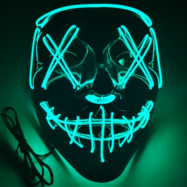 Halloween Enemy Glow Mask Ghost Step Dance Cold Light Easter 2# 27X17cm