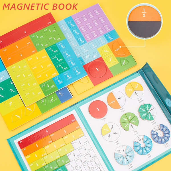Brøker matematikbog til børn Magnetisk træstiksav matematiklegetøj