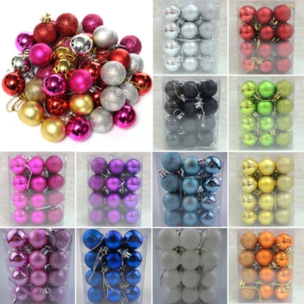 24 st julgranskula hängande prydnader Hemfestinredning Lake Bule 24pcs