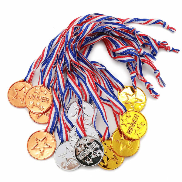 Lasten mitalit, muoviset mitalipalkinnot kouluurheilusta tai miniolympiaurheilupäivästä - Perfet silver 20pcs