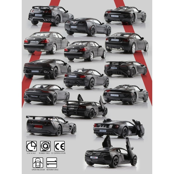 Sports Car Collection Modelgaver til børn Mat Sort Farve Series RMZ city 1/36 Aloy Diecasts Legetøjskøretøjer TOYOTA McLaren - Perfet Benz G63 AMG