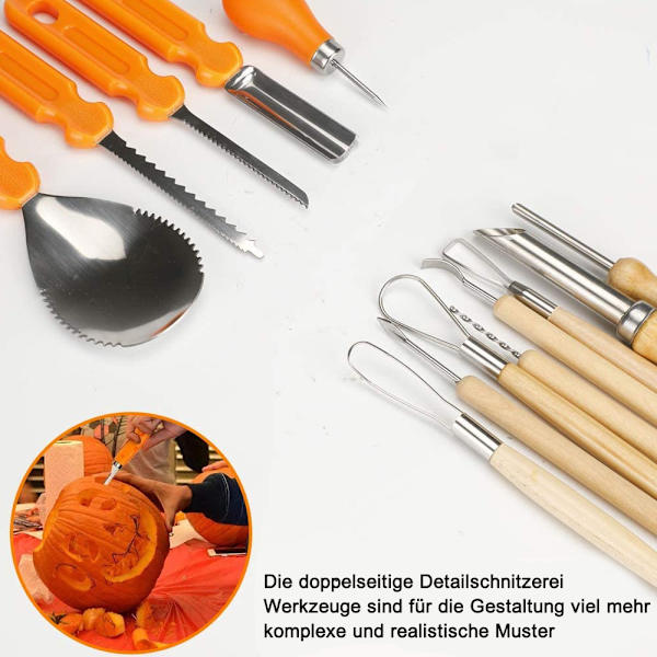 Halloween græskarudskæringssæt i rustfrit stål græskarudskæring - Perfet