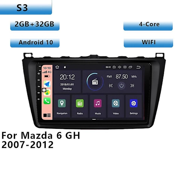 Auton Android-näyttö, Älykäs Autonjärjestelmä GPS-navigoinnilla ja RDS:llä Mazda 6 2 GH 2007 2008 2009 2010-2012 -Perfet