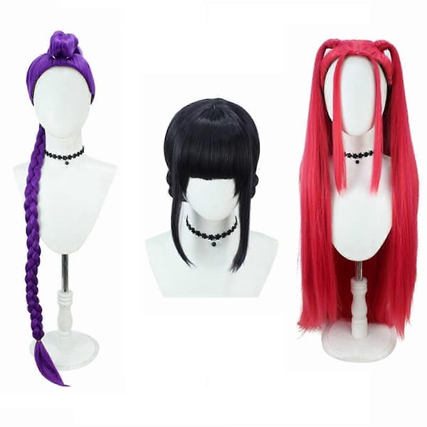 K-pop Devil Hunter cosplay-peruk, idolgrupp konsertscen kompositperuk black Zoey