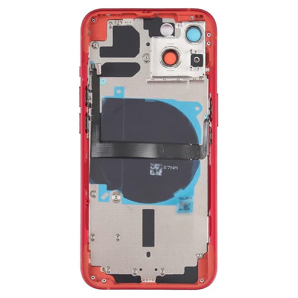 Kompatibel med iPhone 13 Batterideksel Bak med Sideknapper & SIM-kortbrett & Strøm + Volum Flex Kabel & Trådløs Lader Modul-Perfekt Red