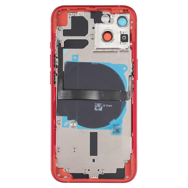 Kompatibel med iPhone 13 Batterilucka med Sidoknappar & SIM-kortshållare & Ström + Volym Flexkabel & Trådlös Laddningsmodul-Perfekt Red