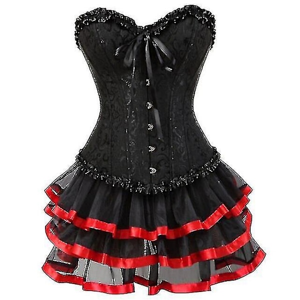 Seksikäs Korsettimekko Naisille Pluskokoinen Kostyymi Yläosa Burleske Korsetti ja Minimekkosetti Tutu Corselet-Perfet Red 6XL