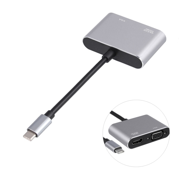 USB 3.1 Type C til VGA Multiport Adapter USB C til HDMI 4K UHD - Perfet