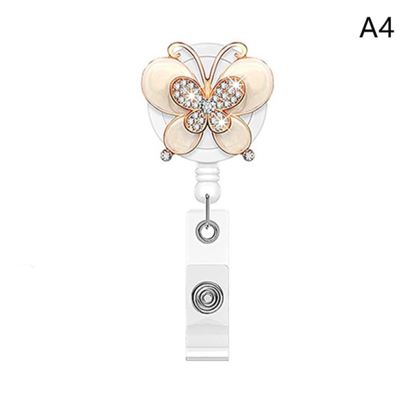 Butterfly Rhinestone Badge Reel Clip ID-korthållare Clips Namn - Perfet A4