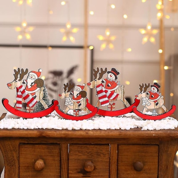 Lbq Juldekorationer Jul Trä Gunghäst Små presenter Ornament Large Snowman