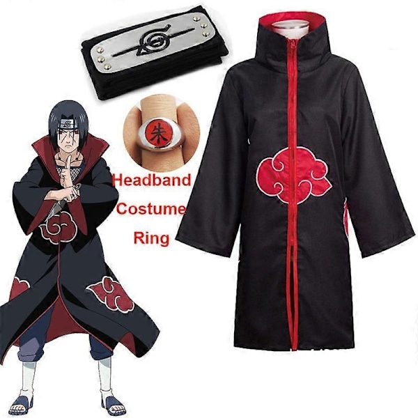 Harajuku Cosplay Uchiha Itachi Cosplay Kostym Huvudband Halsband Ring Kunai Deida Rafei Halloween Kostym Pojkar och Flickor Pain Cape - Perfekt Uchiha Itachi 155