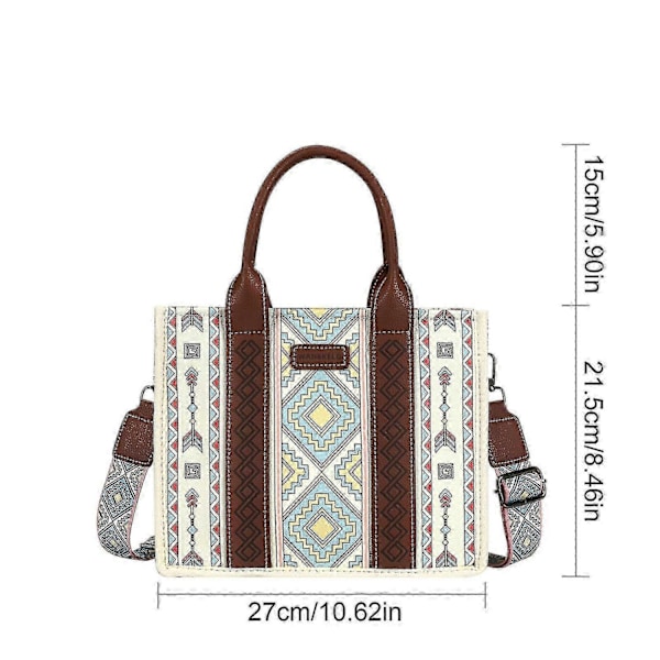 Tote Bag Western Punge til Kvinder Skulder Boho Aztec Håndtasker NY-Perfet Beige blue