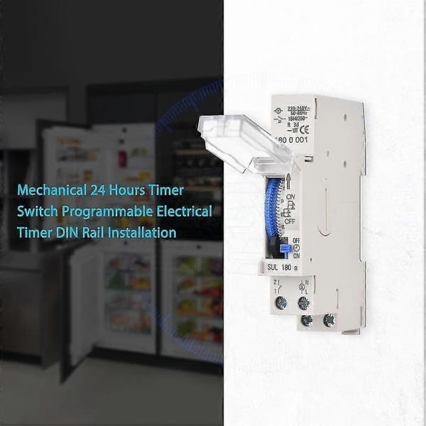 Mekanisk 24 timers timer switch AC 220-240v 15 minutters interval 96 gange tænd/sluk programmerbar elektrisk timer din skinne installation relæ -Perfet