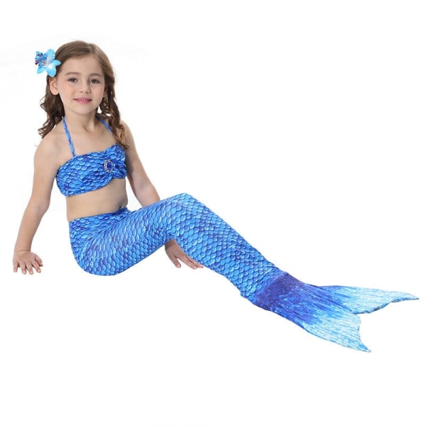 Printed merenneito-uimapuku - vesiurheiluuimapuku lapsille Katso - Perfet Deep blue 130CM