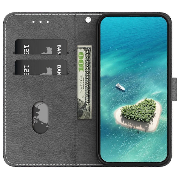 Läderfodral med ritning Kompatibelt med Motorola Moto G75 5G-Perfet Gold Butterfly Feathers