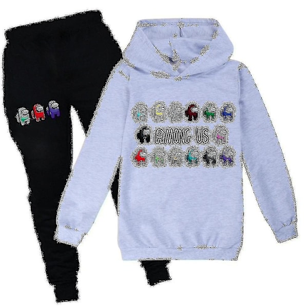 Among Us Game Kids Hoodie Trousers Set Impostor Outfit Clothes-a778-Perfet Grey 3-4 Years