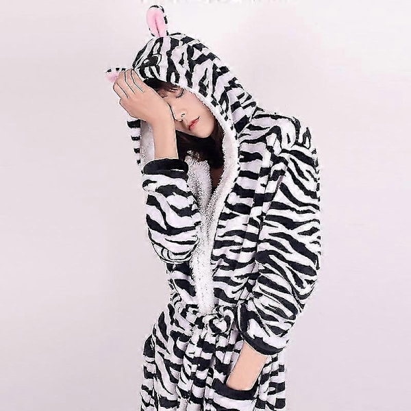Tecknad Nattlinne Flanell Giraff Badrock Tiger Pyjamas Känguru Hemmakläder-Perfet Zebra robe 120cm 105