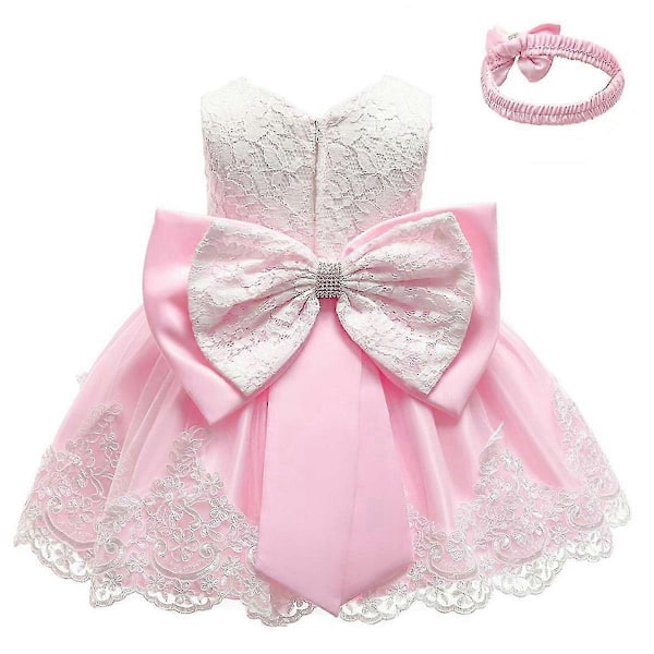 Barn Baby Flicka Fest Bowknot Tutu Klänning Festspel Bröllop Prinsessa Dop - Användbar - Perfekt Bean paste 3-6 Months