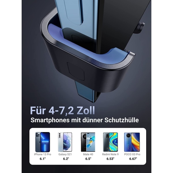 mobiltelefonhållare billuftventil för iPhone, Galaxy (svart) - Perfet