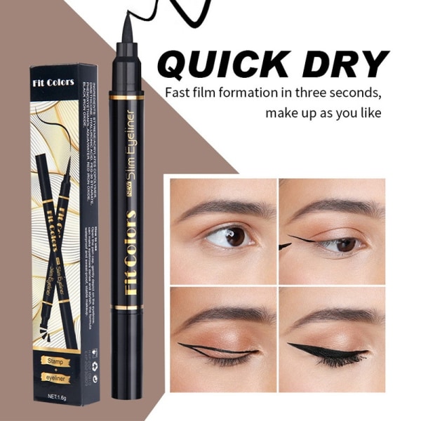 Pitkäkestoinen Eyeliner-leimasin kaksoispää, musta siiven muotoinen sinetti E - Perfet