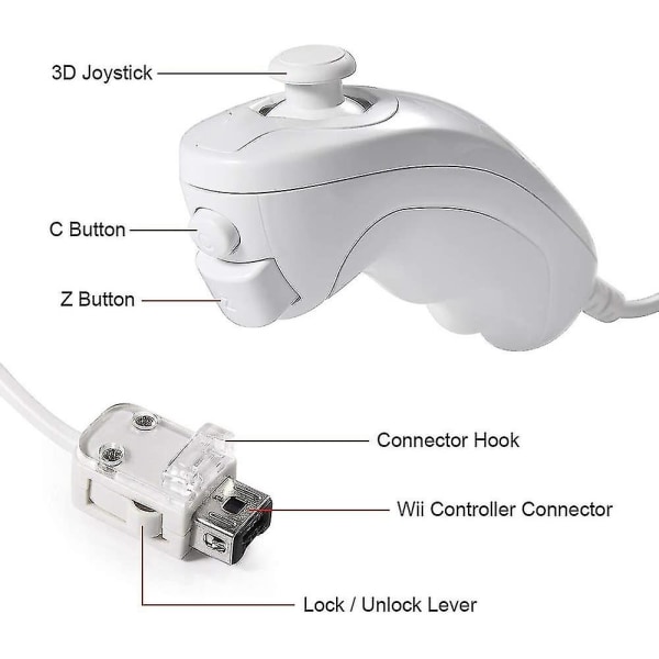 Wii Nunchuck Controller, 2-pak Nunchuk Controller erstatning - Perfet