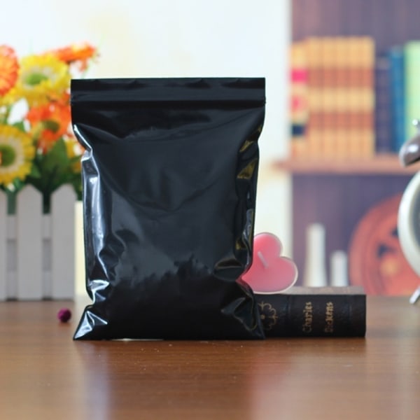 Påsar Förpackningspåse Miljövänlig Återförslutningsbar svart ljustät förseglad PE-plastpåse Baggies öppen påse 7x10cm--50pcs