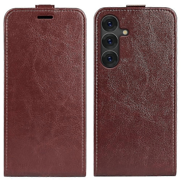 Kompatibel med R64 Textur Vertikal Flip Läder Telefonfodral-Perfet Brown For Samsung Galaxy S25 Ultra 5G
