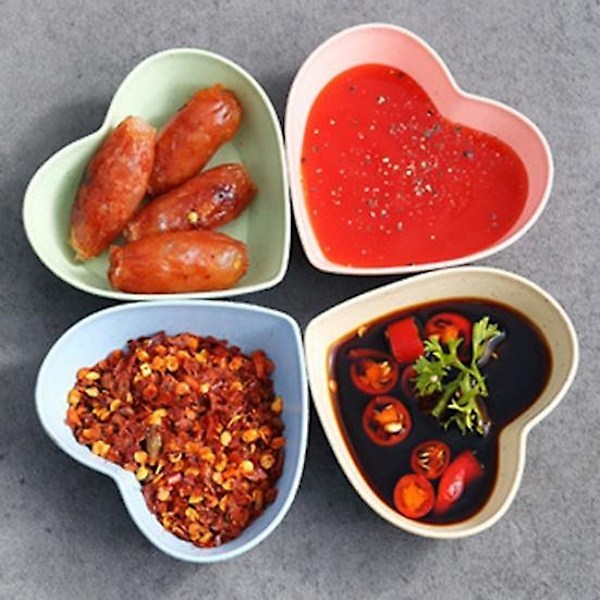 10 st Såsskål Livsmedelsgodkänd Kontakt Lätt att Diska Plast Japansk Stil Hjärta Form Kryddtallrik Kökspryl-Perfekt blue Love Heart